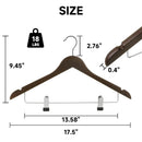 12-Pack Wooden Hangers with Adjustable Metal Clips
