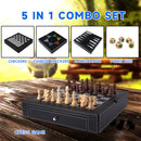 5-in-1 Leather Chess, Checkers, Backgammon, Poker Dice and Chinese Checkers Board Game Combo Set
