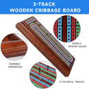 3-Track Wooden Cribbage Board Game with Playing Cards, Metal Pegs and Drawer