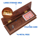 2-Track Wooden Cribbage Board Game with Metal Pegs and Playing Card