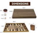 17" Double Stripe Style Wooden Inlay Backgammon Board Game Set