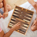 17" Focus Style Wooden Inlay Backgammon Board Game Set