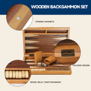11" Focus Style Magnetic Wooden Inlay Backgammon Board Game Set
