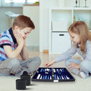 Black&Blue Leather Backgammon Board Game Set - S/M/L