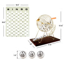 Large Bingo Game Set with Bingo Cage and Bingo Balls, Plastic Master Board (Wood Base)