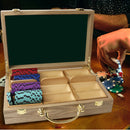 300/500 Counts Oak Casino Poker Chips Carrier, Soild Wood Poker Chip Case