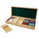 300/500 Counts Oak Casino Poker Chips Carrier, Soild Wood Poker Chip Case