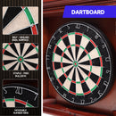 Dartboard Cabinet with Sisal/Bristle Dartboard, Dart Scoreboard, and Steel Tip Darts (Premium Brown)