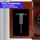 Dartboard Cabinet with Sisal/Bristle Dartboard, Dart Scoreboard, and Steel Tip Darts (Premium Brown)