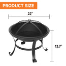 22" Outdoor Wood Burning Portable Fire Pit Table