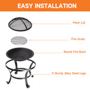 22" Outdoor Wood Burning Portable Fire Pit Table