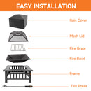 32" Heavy Duty Square Patio Wood Fire Pit Table