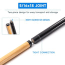Set of 4 58" Hardwood Maple Detachable Billiard Pool Cue Stick Set - Black