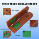 3-Track Wooden Cribbage Board Game with Playing Cards and Metal Pegs