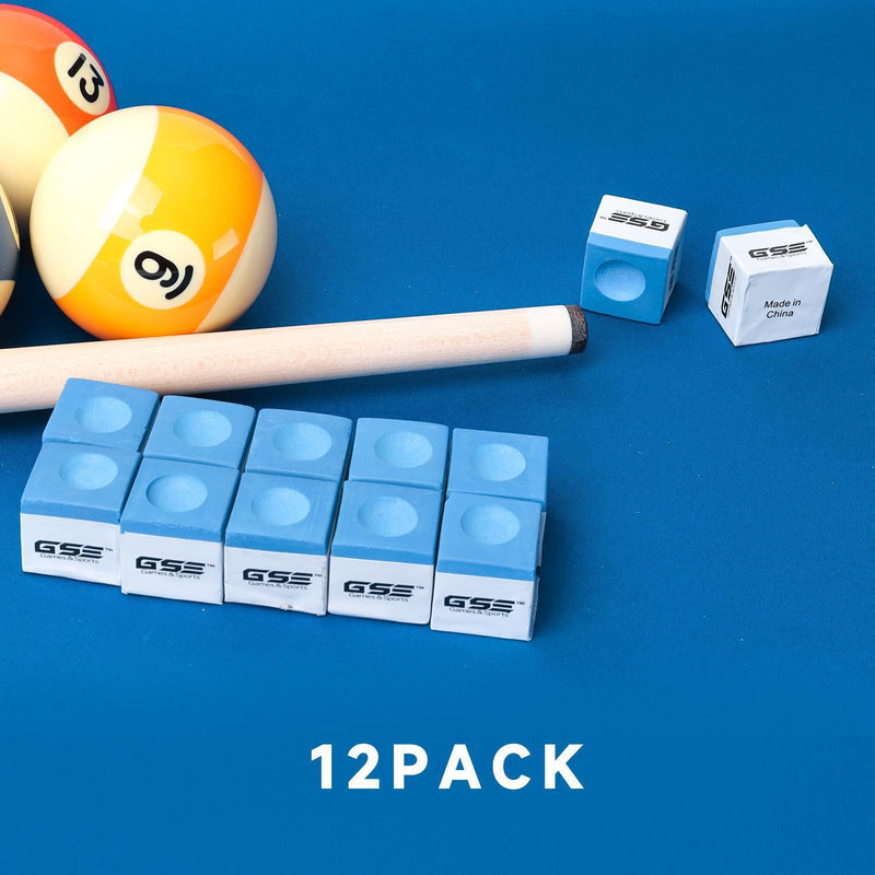 12-Pack of Billiard Pool Cue Chalks Pool Cue Aid Tool for Home Games, Bar, Pool Cue Club, Tournaments (6 Colors)