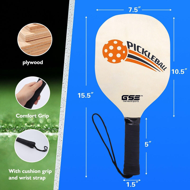 Professional Portable Pickleball Complete Net Set with Professional Pickleball Net, 4 Pickleball Paddles, 6 Pickleballs, Carrying Bag for clubs, community centers - Orange/Green