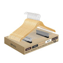 12-Pack Wooden Hangers with Adjustable Metal Clips