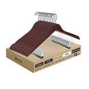 12-Pack Wooden Hangers with Adjustable Metal Clips