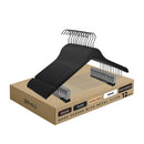12-Pack Wooden Hangers with Adjustable Metal Clips