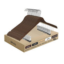 12-Pack Wooden Hangers with Adjustable Metal Clips