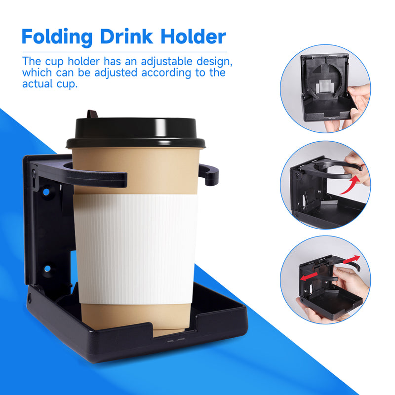 4" Plastic Universal Adjustable Folding Car Cup Bottle Holder Drink Holders for RV, Autos, Boats, Car and Truck - 1/2/4-Pack (4 Colors)