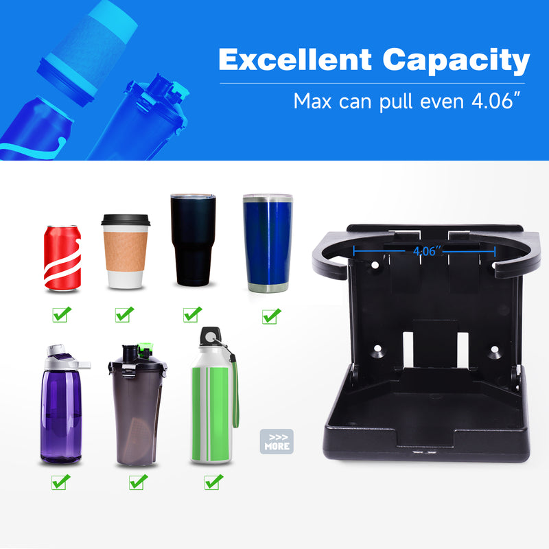 4" Plastic Adjustable Folding Drink Cup Holder（2-Pack, 4 Colors)