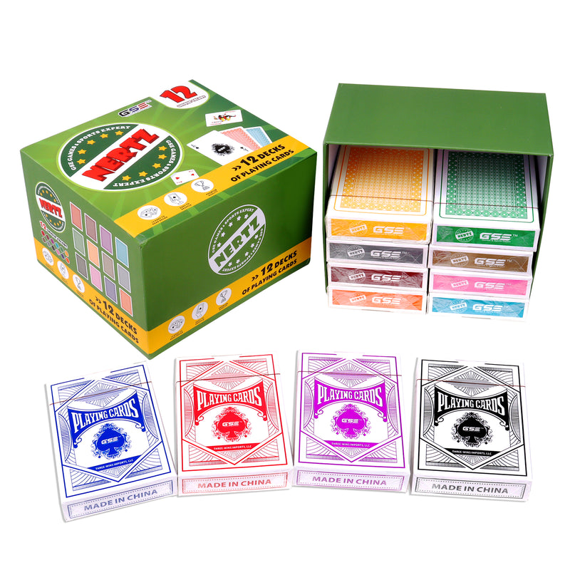 12 Decks Multi-colored Nertz Cards Playing Card Game