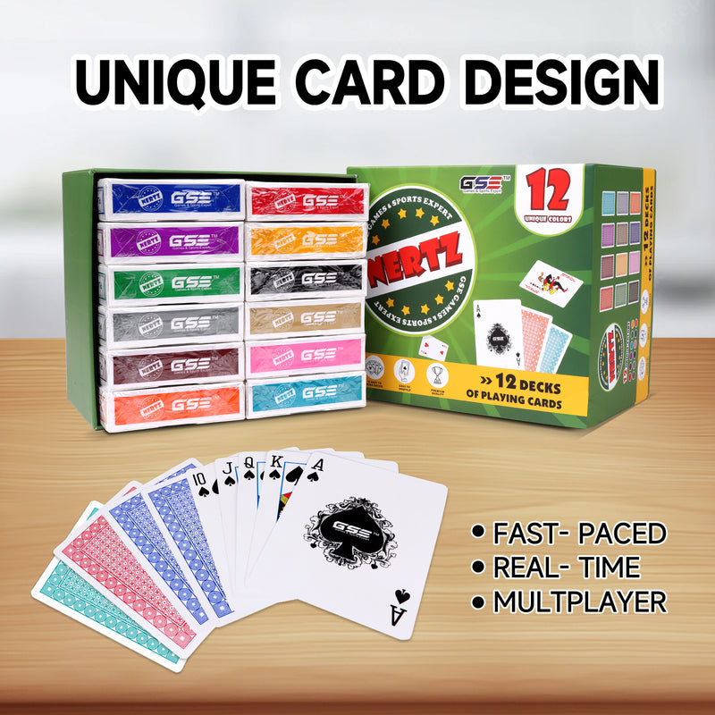 12 Decks Multi-colored Nertz Cards Playing Card Game