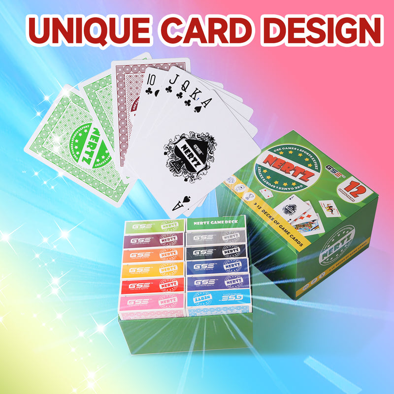 12 Decks Multi-colored Nertz Cards Playing Card Game for Poker, Blackjack, Rummy, Go Fish, Bridge