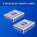 2-Deck Canasta Cards with Point Values - Blue/Red
