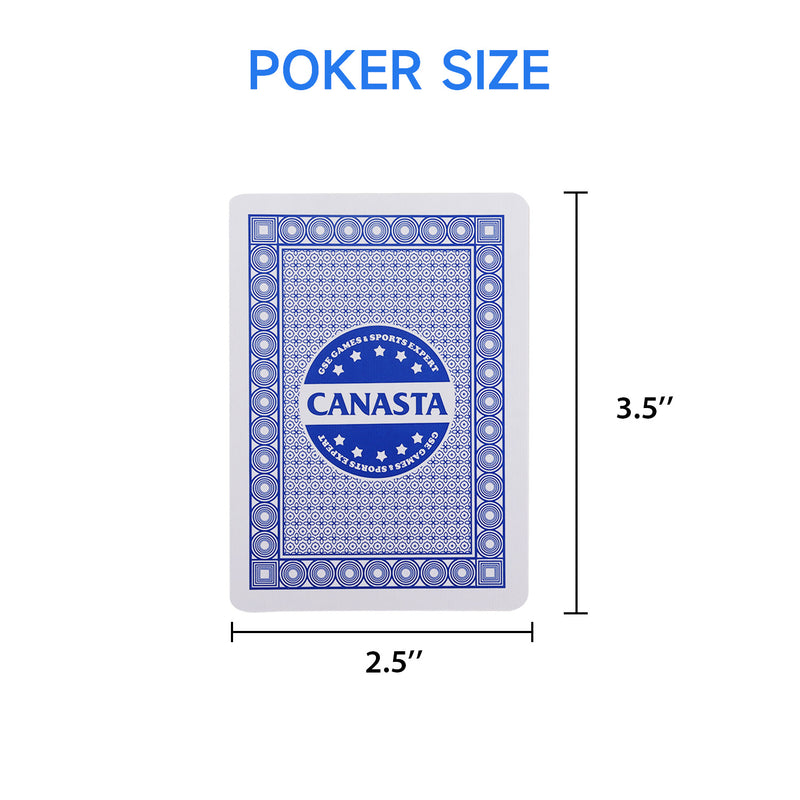 2-Deck Canasta Cards with Point Values - Blue/Red