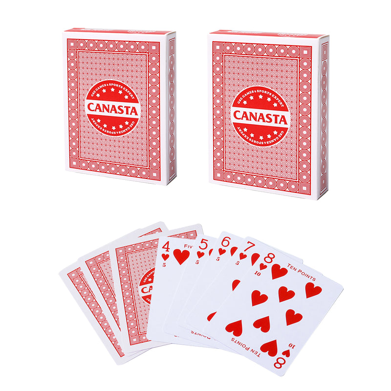 2-Deck Canasta Cards with Point Values - Blue/Red