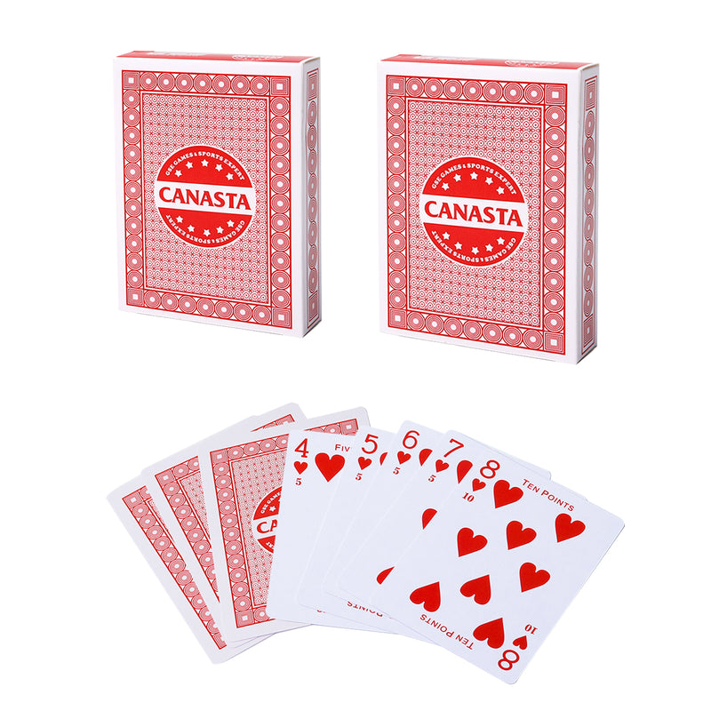 2-Deck Red Canasta Cards with Point Values