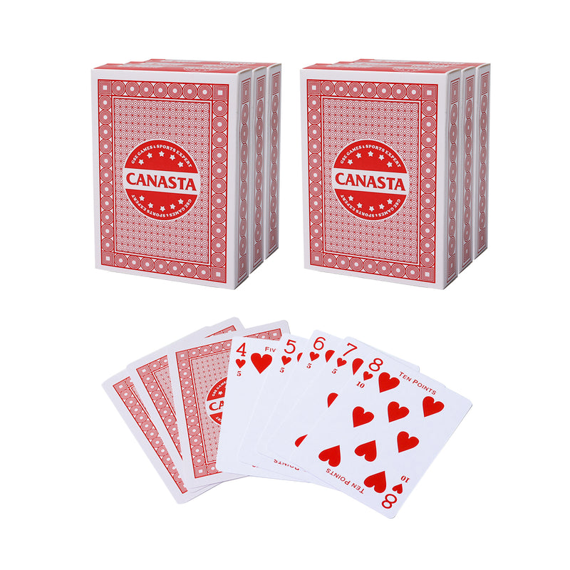 6 Decks Canasta Traditional Rummy Card Game Decks Set with Point Values Poker Size Standard Index for Hand & Foot Card Game - Blue/Red