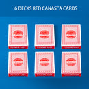 6-Deck Canasta Cards with Point Values - Blue/Red
