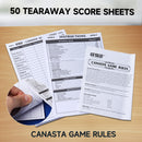 Canasta Cards Game Set with 2-Deck Canasta Cards with Point Value, a Revolving Card Tray, 50 Score Pad
