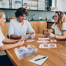 Canasta Cards Game Set with 2-Deck Canasta Cards with Point Value, a Revolving Card Tray, 50 Score Pad