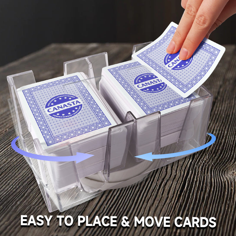 Canasta Cards Game Set Includes 6 Decks Canasta Cards, a Revolving Card Tray, 100 Sheet Canasta Score Pad - Blue/Red
