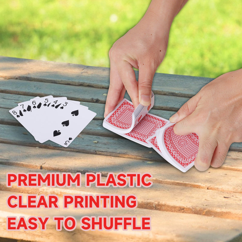 Plastic Waterproof Playing Cards, Standard Index – Poker Size & Bridge Size, Washable (Blue & Red)
