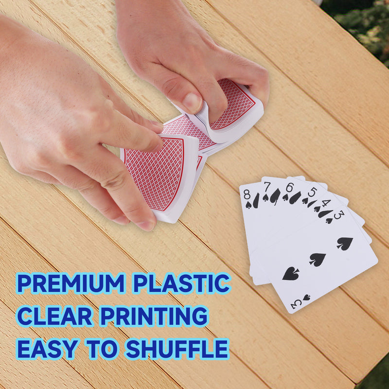 Plastic Waterproof Playing Cards, Standard Index – Poker Size & Bridge Size, Washable (Blue & Red)