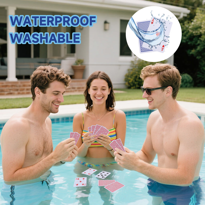 Plastic Waterproof Playing Cards, Standard Index – Poker Size & Bridge Size, Washable (Blue & Red)