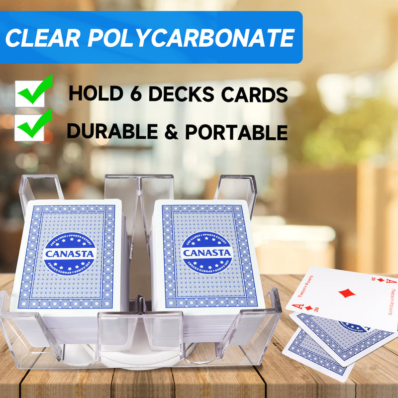6-Deck Blue Canasta Cards with Automatic Card Shuffler, Revolving Card Holder, Sheet Score Pads