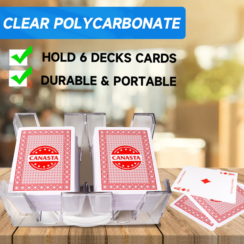 6-Deck Red Canasta Cards with Automatic Card Shuffler, Revolving Card Holder, Sheets Score Pads