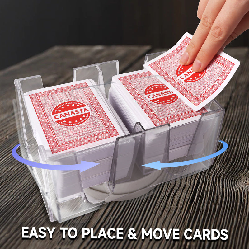 6-Deck Red Canasta Cards with Automatic Card Shuffler, Revolving Card Holder, Sheet Score Pads