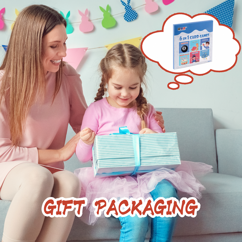 6 in 1 Playing Cards Games, Go Fish, Old Maid, Crazy 8's, Memory Match, Slap Jack, Matching for kids