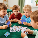 6-in-1 Card Game Set. Includes Go Fish, Old Maid, Crazy 8's, Memory Match, Slap Jack, War