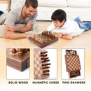 10" Portable Magnetic Wooden Chess Board Game Set