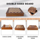 7-in-1 Wooden Chess, Checkers, Backgammon, Dominoes, Cribbage Board, Playing Card & Poker Dice Game Board Game Combo Set (Old Fashioned)