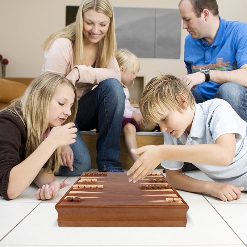 7-in-1 Wooden Chess, Checkers, Backgammon, Dominoes, Cribbage Board, Playing Card & Poker Dice Game Board Game Combo Set (Old Fashioned)