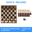 10" Wooden 3-in-1 Travel Size Chess Checkers Backgammon Board Game Combo Set for Kids & Adults